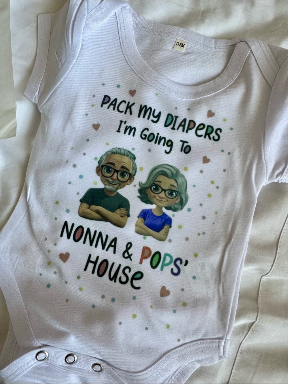 Pack My Diapers I'm Going To Nonna & Pops' House Baby Onesie - White